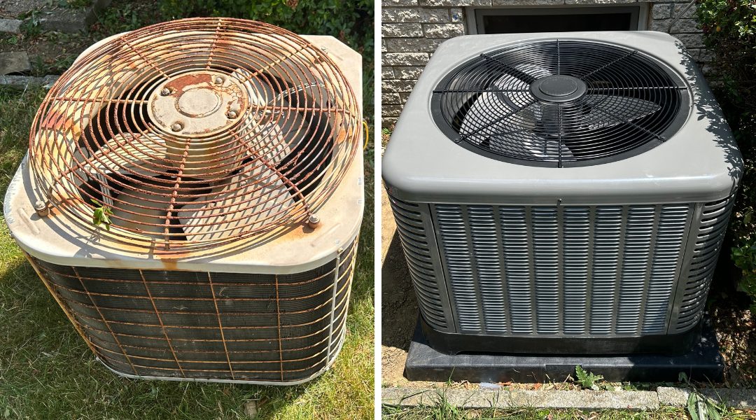 Before / after of an air conditioning replacement by Shipley Energy