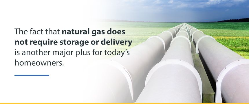 natural gas does not require storage or delivery