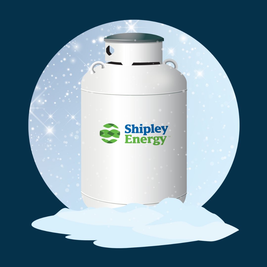 Propane tank design with snow.