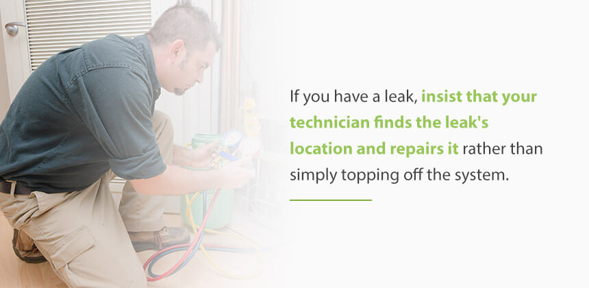 if you have a link insist that your technician finds the leak's locaatin and repairs it