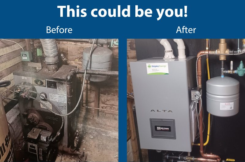 This could be you! Before and after of a furnace installation.