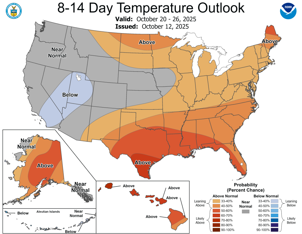 8 to 14 Day Temperature Outlook: October 20 - 26