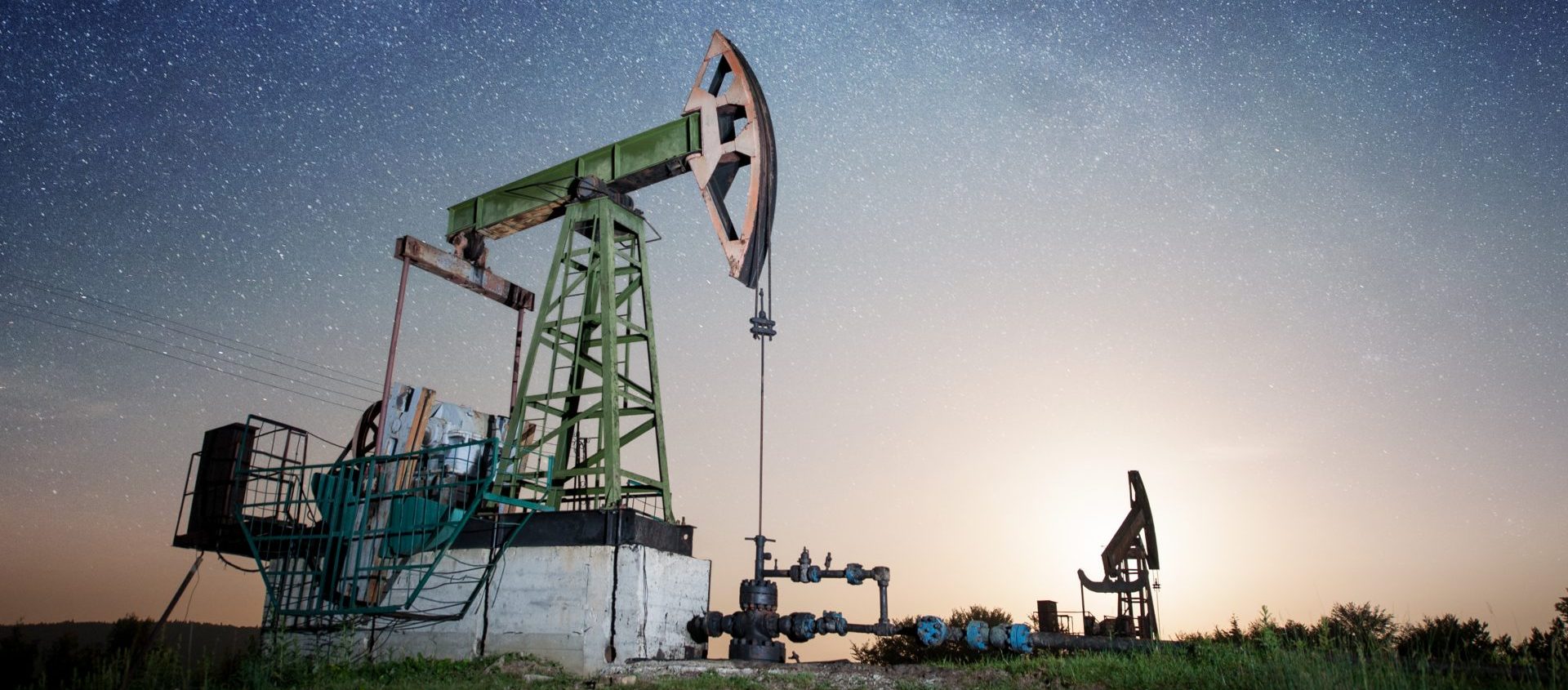 Oil pump in the night sky